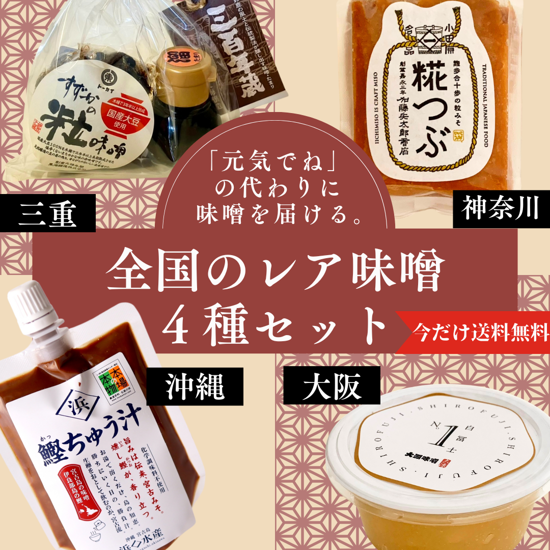 遠く離れた家族に贈る:”全国のレア味噌体験”4種セット