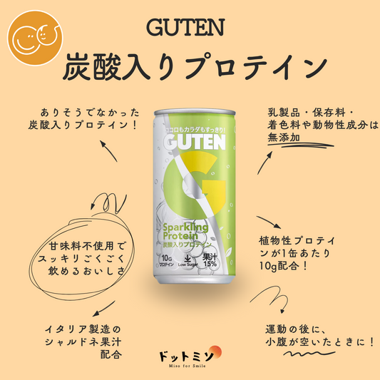 スッキリ美味しく！GUTEN炭酸入プロテイン